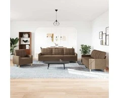 Sofa Sofos komplektas, 3 dalių, rudos spalvos, audinys