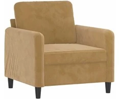 Sofa Sofos komplektas, 3 dalių, rudos spalvos, aksomas