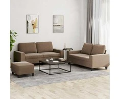 Sofa Sofos komplektas, 3 dalių, rudos spalvos, audinys