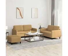 Sofa Sofos komplektas, 3 dalių, rudos spalvos, aksomas
