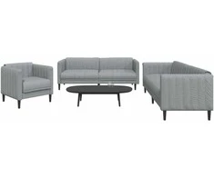 Sofa Sofos komplektas, 3 dalių, šviesiai pilkos spalvos, audinys