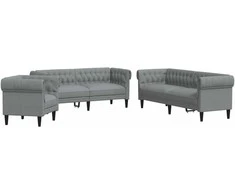 Sofa Sofos komplektas, 3 dalių, šviesiai pilkos spalvos, audinys