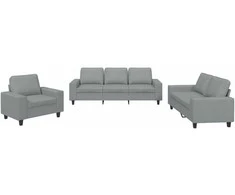 Sofa Sofos komplektas, 3 dalių, šviesiai pilkos spalvos, audinys