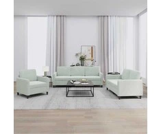 Sofa Sofos komplektas, 3 dalių, šviesiai pilkos spalvos, aksomas