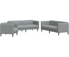 Sofa Sofos komplektas, 3 dalių, šviesiai pilkos spalvos, audinys
