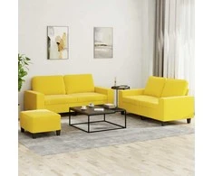 Sofa Sofos komplektas, 3 dalių, šviesiai geltonos spalvos, audinys