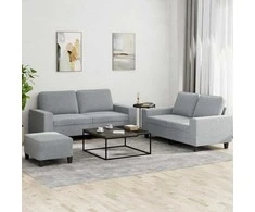 Sofa Sofos komplektas, 3 dalių, šviesiai pilkos spalvos, audinys