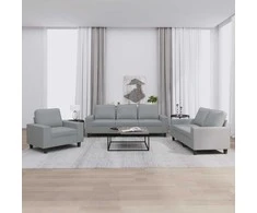 Sofa Sofos komplektas, 3 dalių, šviesiai pilkos spalvos, audinys