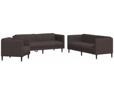 Sofa Sofos komplektas, 3 dalių, tamsiai rudos spalvos, audinys