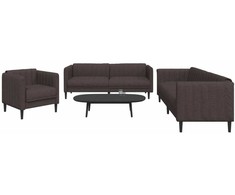 Sofa Sofos komplektas, 3 dalių, tamsiai rudos spalvos, audinys