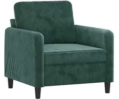 Sofa Sofos komplektas, 3 dalių, tamsiai žalios spalvos, aksomas