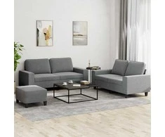 Sofa Sofos komplektas, 3 dalių, tamsiai pilkos spalvos, audinys