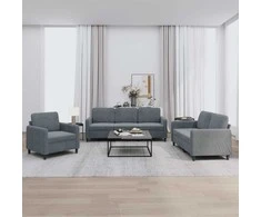 Sofa Sofos komplektas, 3 dalių, tamsiai pilkos spalvos, aksomas