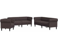 Sofa Sofos komplektas, 3 dalių, tamsiai rudos spalvos, audinys