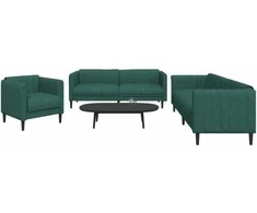 Sofa Sofos komplektas, 3 dalių, tamsiai žalios spalvos, audinys