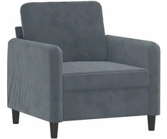 Sofa Sofos komplektas, 3 dalių, tamsiai pilkos spalvos, aksomas