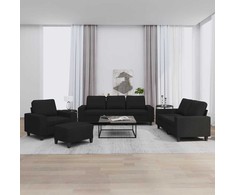 Sofa Sofos komplektas, 4 dalių, juodos spalvos, audinys