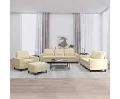 Sofa Sofos komplektas, 4 dalių, kreminės spalvos, audinys
