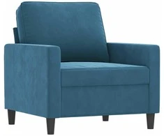 Sofa Sofos komplektas, 4 dalių, mėlynos spalvos, aksomas