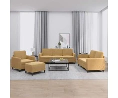 Sofa Sofos komplektas, 4 dalių, rudos spalvos, aksomas