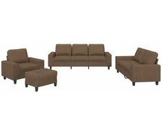 Sofa Sofos komplektas, 4 dalių, rudos spalvos, audinys