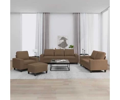 Sofa Sofos komplektas, 4 dalių, rudos spalvos, audinys
