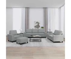 Sofa Sofos komplektas, 4 dalių, šviesiai pilkos spalvos, audinys