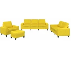 Sofa Sofos komplektas, 4 dalių, šviesiai geltonos spalvos, audinys