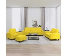 Sofa Sofos komplektas, 4 dalių, šviesiai geltonos spalvos, audinys