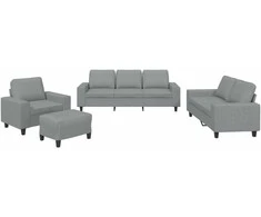 Sofa Sofos komplektas, 4 dalių, šviesiai pilkos spalvos, audinys