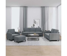 Sofa Sofos komplektas, 4 dalių, tamsiai pilkos spalvos, aksomas