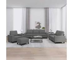 Sofa Sofos komplektas, 4 dalių, tamsiai pilkos spalvos, audinys