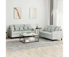 Sofa Sofos komplektas su pagalvėlėmis, 2 dalių, pilkas, aksomas