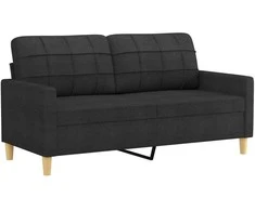 Sofa Sofos komplektas su pagalvėlėmis, 2 dalių, juodas, audinys