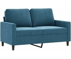 Sofa Sofos komplektas su pagalvėlėmis, 2 dalių, mėlynas, aksomas