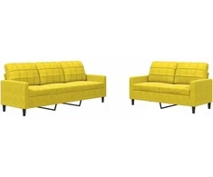 Sofa Sofos komplektas su pagalvėlėmis, 2 dalių, geltonas, aksomas