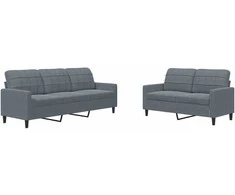 Sofa Sofos komplektas su pagalvėlėmis, 2 dalių, pilkas, aksomas