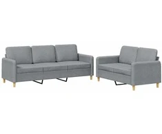 Sofa Sofos komplektas su pagalvėlėmis, 2 dalių, pilkas, audinys