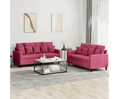 Sofa Sofos komplektas su pagalvėlėmis, 2 dalių, vyno, aksomas