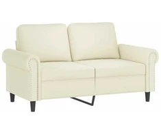 Sofa Sofos komplektas su pagalvėlėmis, 2 dalių, kreminis, aksomas