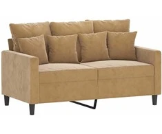 Sofa Sofos komplektas su pagalvėlėmis, 2 dalių, rudas, aksomas