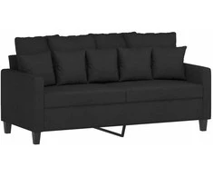 Sofa Sofos komplektas su pagalvėlėmis, 2 dalių, juodas, audinys