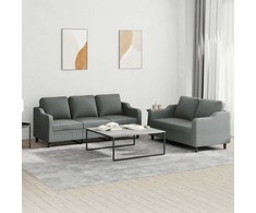 Sofa Sofos komplektas su pagalvėlėmis, 2 dalių, pilkas, audinys