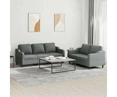 Sofa Sofos komplektas su pagalvėlėmis, 2 dalių, pilkas, audinys
