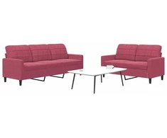 Sofa Sofos komplektas su pagalvėlėmis, 2 dalių, vyno, aksomas