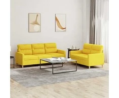 Sofa Sofos komplektas su pagalvėlėmis, 2 dalių, geltonas, audinys