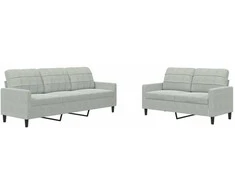 Sofa Sofos komplektas su pagalvėlėmis, 2 dalių, pilkas, aksomas