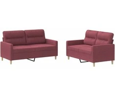 Sofa Sofos komplektas su pagalvėlėmis, 2 dalių, vyno, audinys