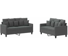 Sofa Sofos komplektas su pagalvėlėmis, 2 dalių, pilkas, audinys