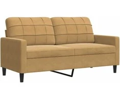 Sofa Sofos komplektas su pagalvėlėmis, 2 dalių, rudas, aksomas